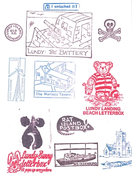 Stamps from some Lundy letterboxes